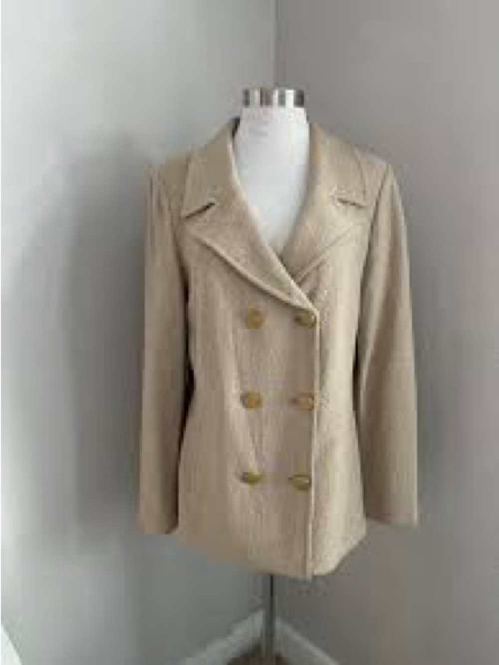 St. John Beige Santana Knit Jacket with Gold Buttons